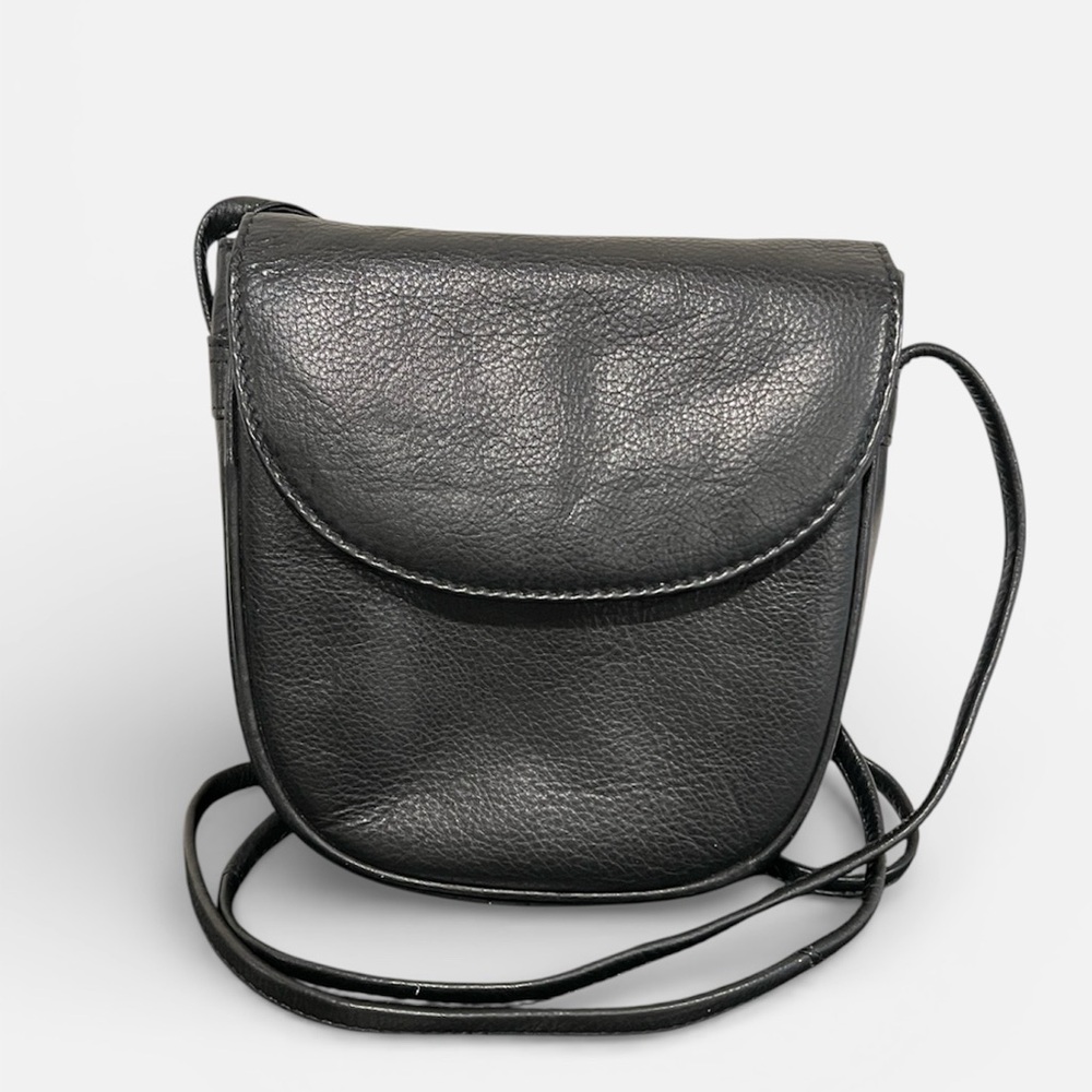 Wilson Leather Vintage Black Leather Crossbody Bag